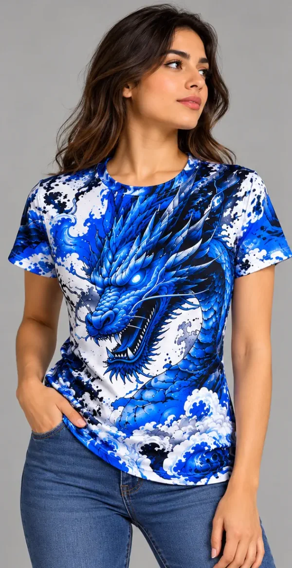 Polera Sublimada Dragón Azul MUJER 1 Dragón Azul Sublimado