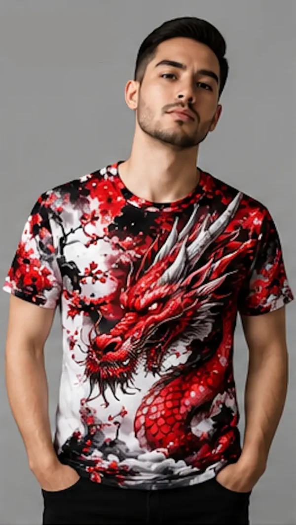 Polera Sublimada Dragón Rojo HOMBRE 1 Dragón Rojo Sublimado