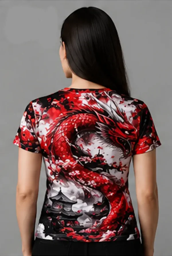 Polera Sublimada Dragón Rojo MUJER 2 Dragón Rojo Sublimado