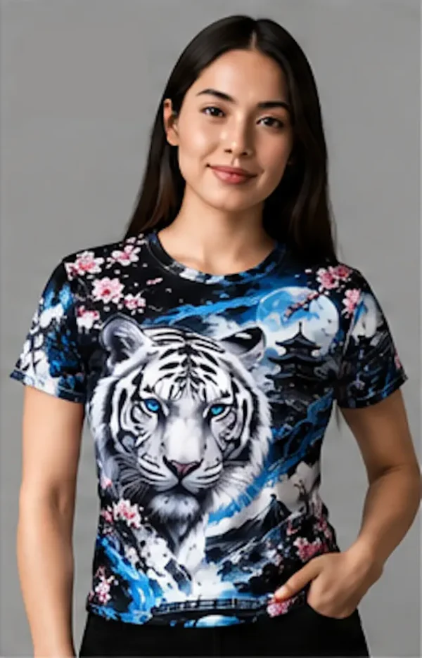 Polera Sublimada Tigre Blanco MUJER 1 Tigre Blanco Sublimado